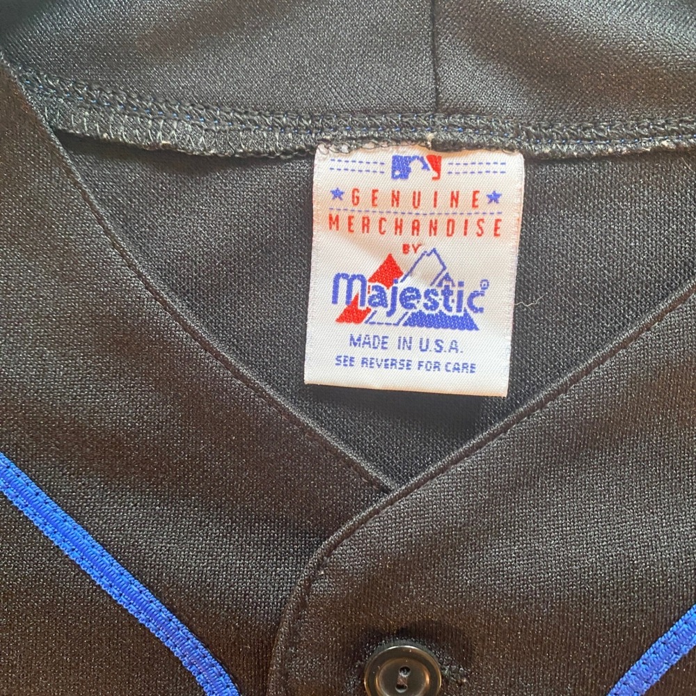 Majestic NY Mets Baseball Jersey Mens Black Button Front MLB Made in USA Vintage - Picture 5 of 7